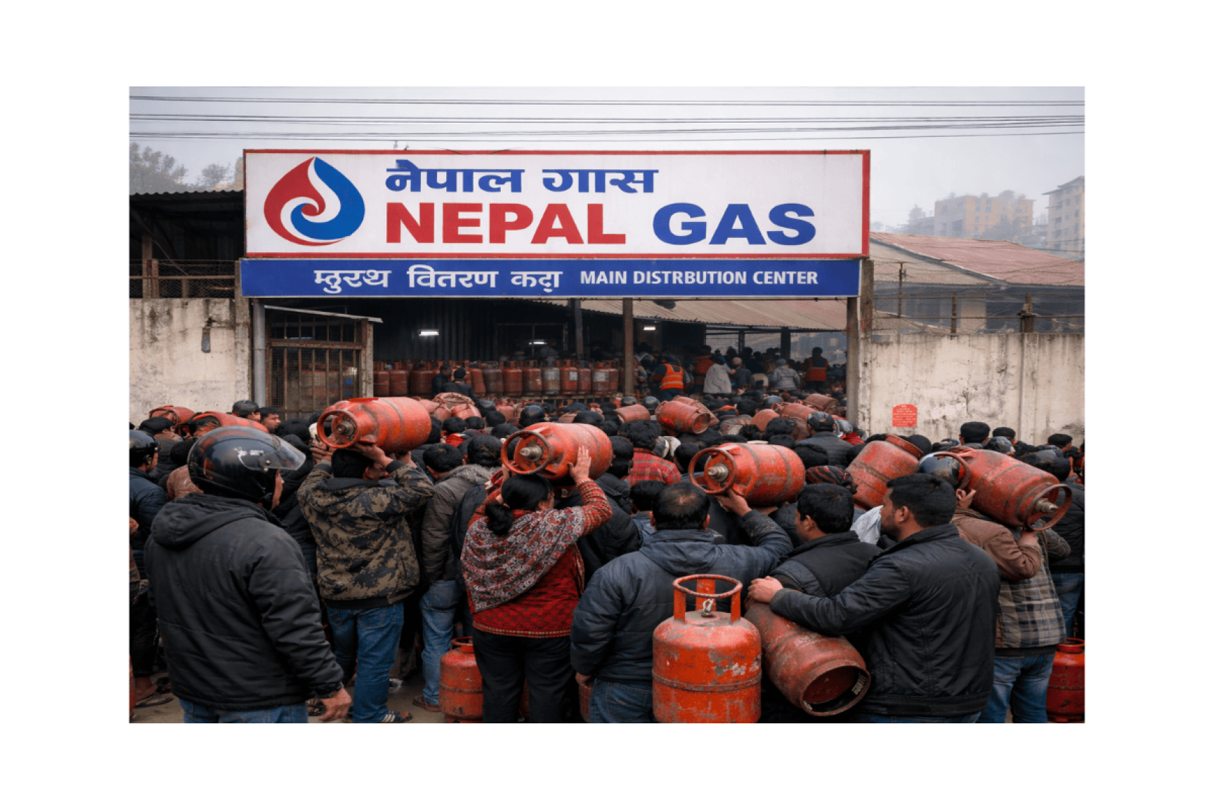 नेपाल ग्यास वितरण केन्द्रमा कृत्रिम अभाव: उपभोक्ताहरूको लामो लाइन र असन्तोष