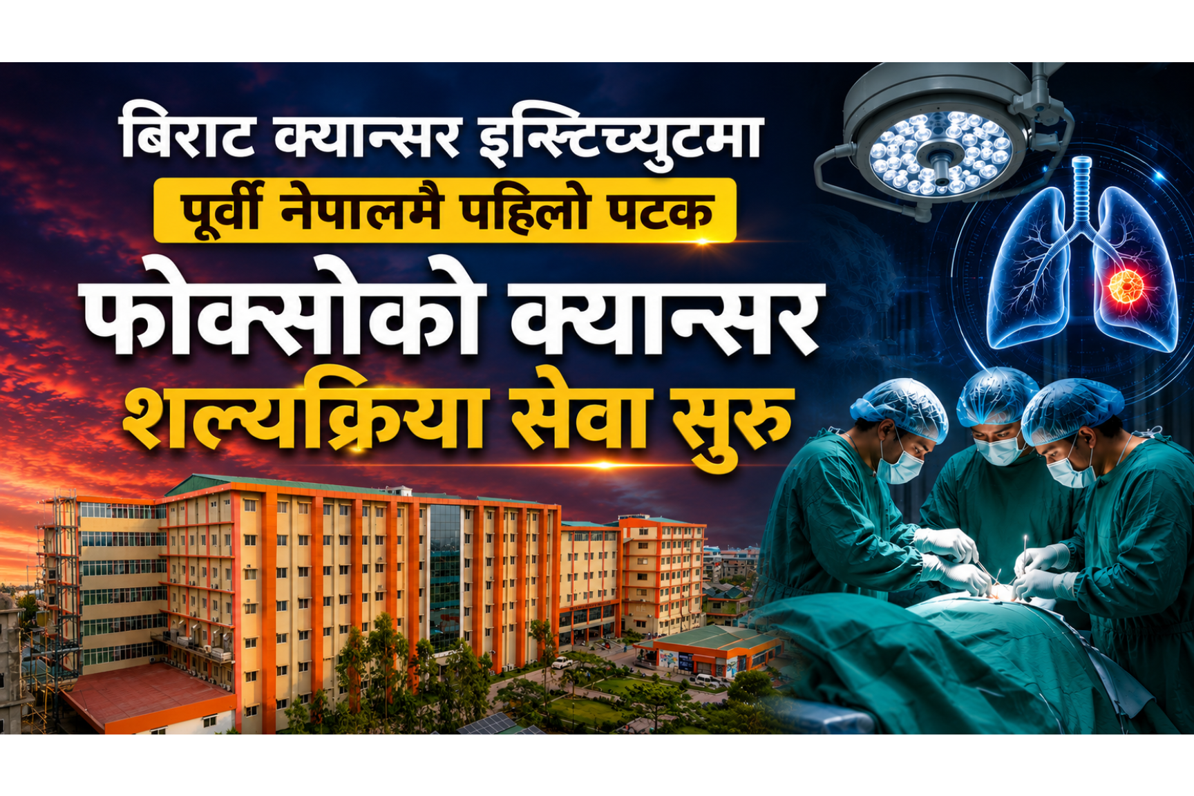 बिराट क्यान्सर इन्स्टिच्युटमा पूर्वी नेपालमै पहिलो पटक फोक्सोको क्यान्सर शल्यक्रिया सेवा सुरु